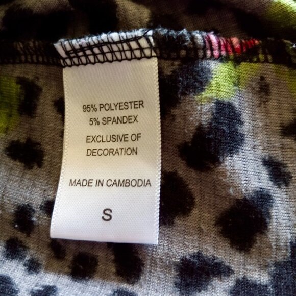 Betsy Johnson   Sleep Shirt  Roses &  Leopard Print   PINK Gray Black Green - Picture 4 of 10